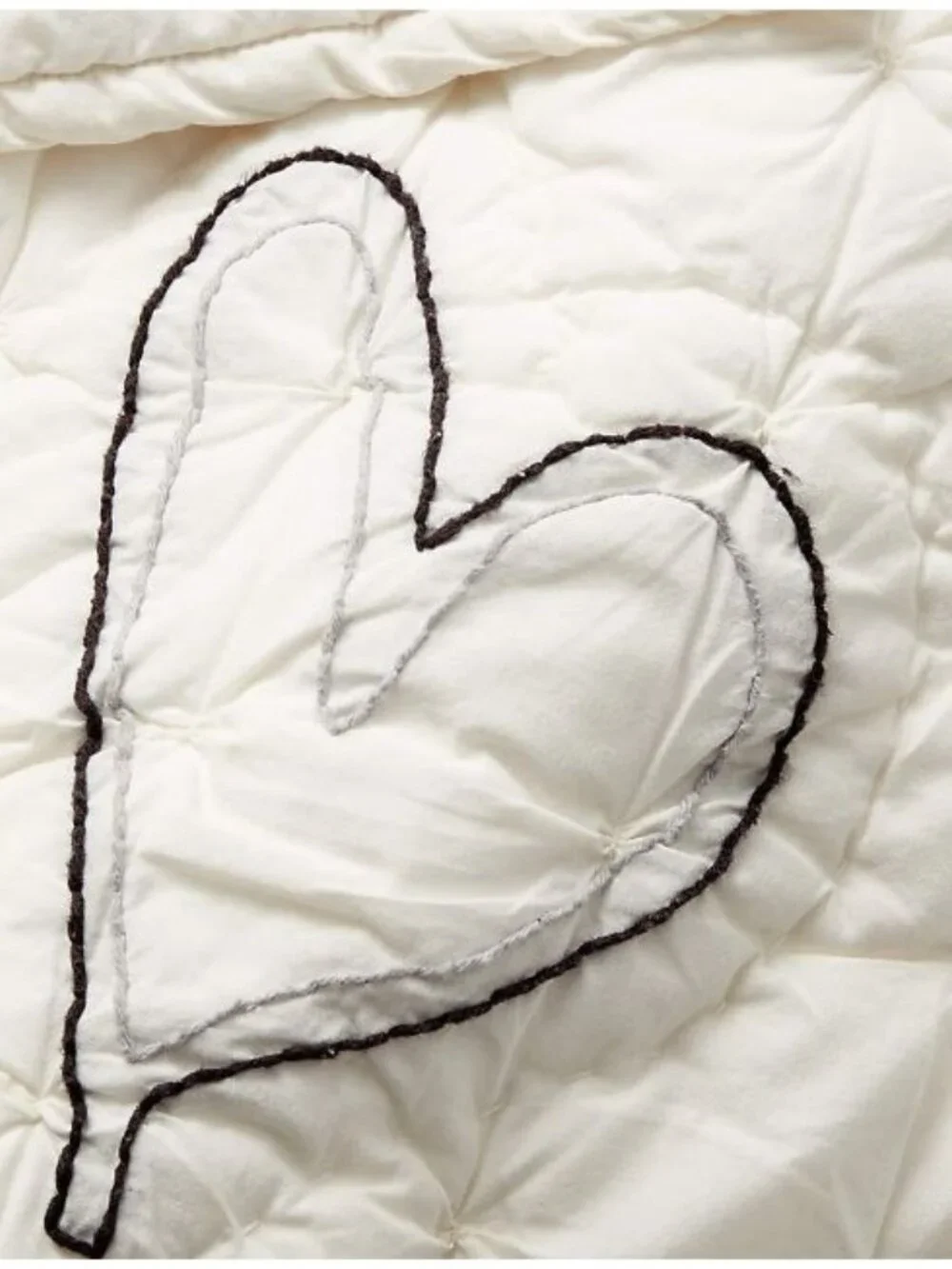 Crate & Kids Leanne Ford Charcoal Heart Crib Quilt Cotton White Gray Black 40x50